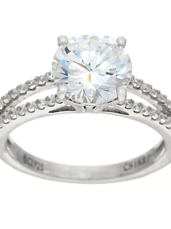 Diamonique Jewelry - Diamonique 3ct Split Shank Solitaire Platinum Clad Ring 10.5